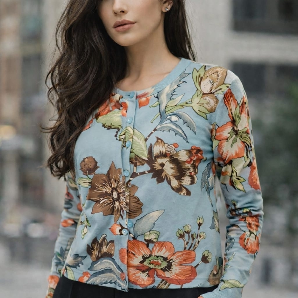 Nwt Silk Club Collection Floral Sweater Silk & Cotton Spring Vintage